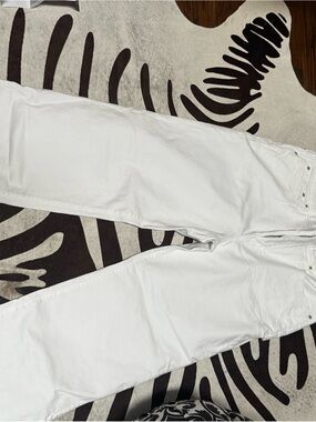 J. Crew White Slim Wide-Leg Frayed Jeans